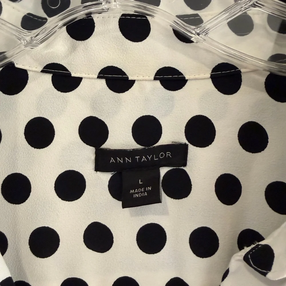 Ann Taylor Black and White Polka Dot Blouse - Picture 3 of 7